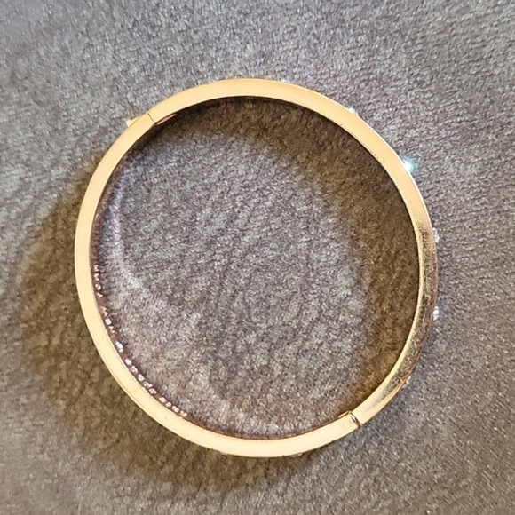 Kate SPADE Rose Goldtone Rhinestone Clamp Bangle Moto Bracelet - Picture 4 of 8
